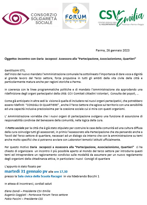 31 gennaio terzo settore